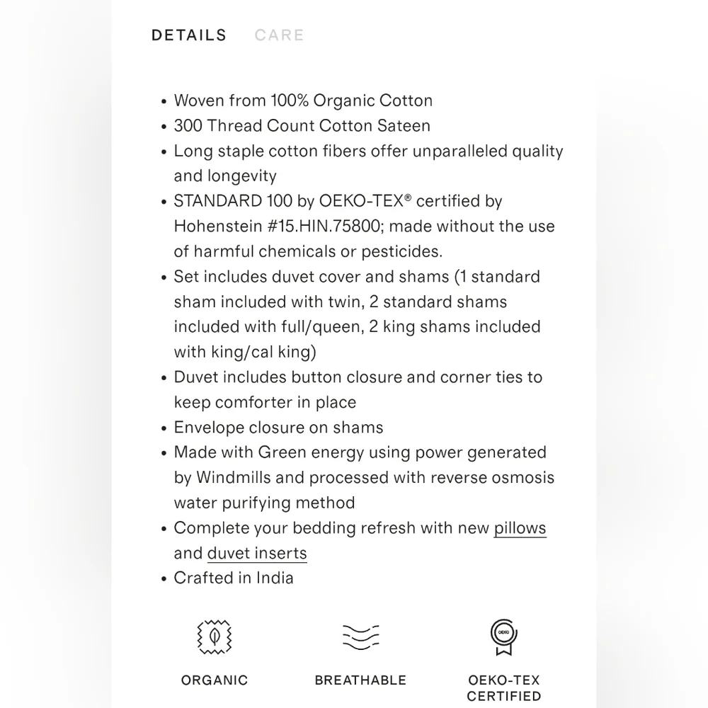 Quince 100% Organic Cotton Sateen White Duvet & Shams! King/ Cal King (760)